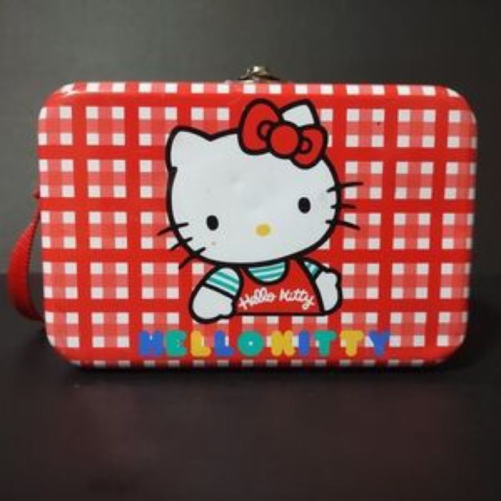 Hello Kitty Red Plaid Carry Tin